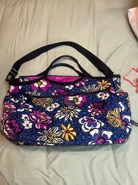 Vera Bradley Floral Quilted Travel Tote in Blue, Purple and Yellow
